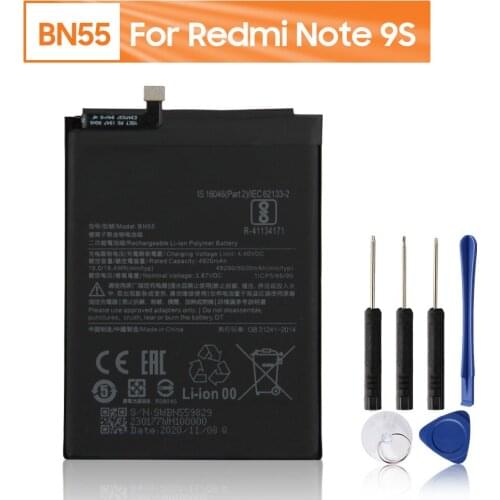 Xiao Mi Original BN55 Battery For Xiaomi Note 9S Note9S BN55 Genuine Replacement Phone Battery 5020mAh With Free Tools