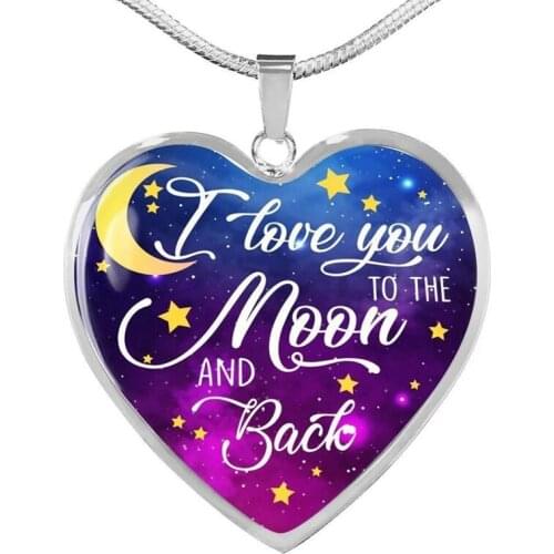 Cute Star Moon Heart Epoxy Necklace I Love You To The Moon And Back Snake Chain Necklaces Love Gifts