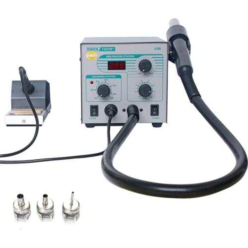 QUICK 706W+ BGA Soldering Station Hot Air Gun Soldering Iron Lead-free Rework Station with With 3 pcs Nozzles