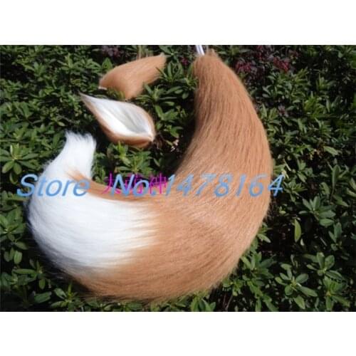 Japan Anime Spice and Wolf Holo Brown Fox ears & Tail plush cosplay Costumes Halloween Plushies Props 65cm 75cm 85cm Handmade