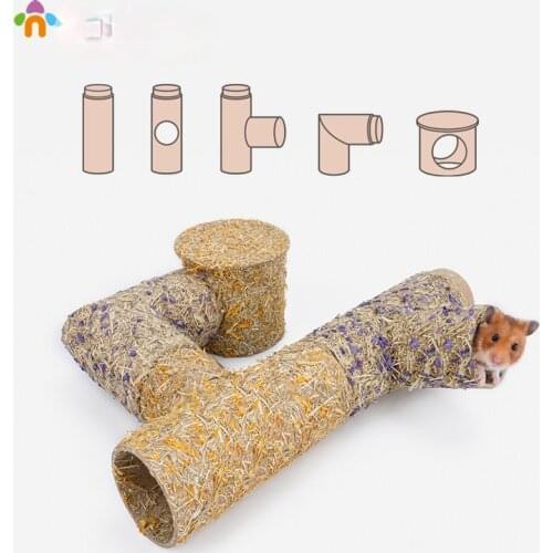 Pet Hamster Small Animal Accessories Feeding Supplies Cages Hamster Grass Powder Tunnel Combination Channel