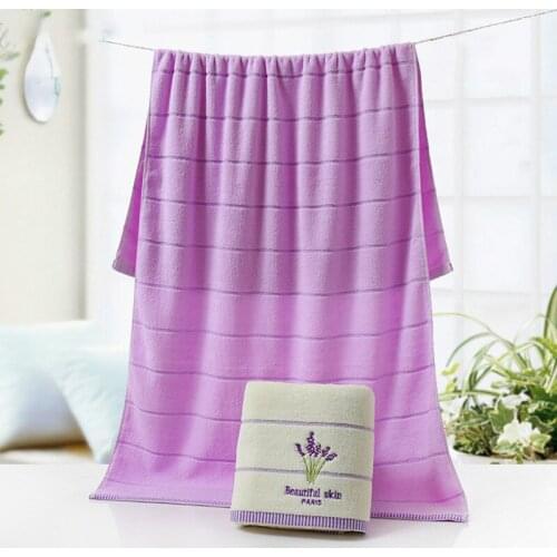QI JIE One Piece High Quality 100% Cotton 70*140cm Lavender Luxury Bath Towel Toallas de Mano Lovers Towel Romatic Gift