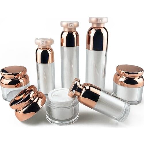 Luxury Facial Cream Jars 15g 30g 50g Acrylic Cosmetic Vacuum Lotion Pump Containers Makeup Case Refillable Bottle