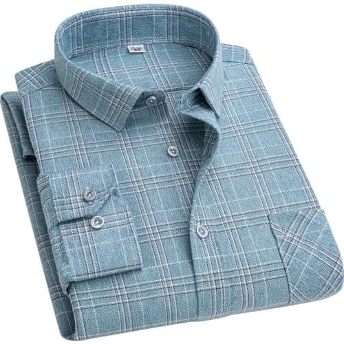 Aoliwen Large Size Flannel Plaid Long Sleeve Shirts Men 100% Cotton Soft Casual Multicolor Collared Shirts camisas para hombre