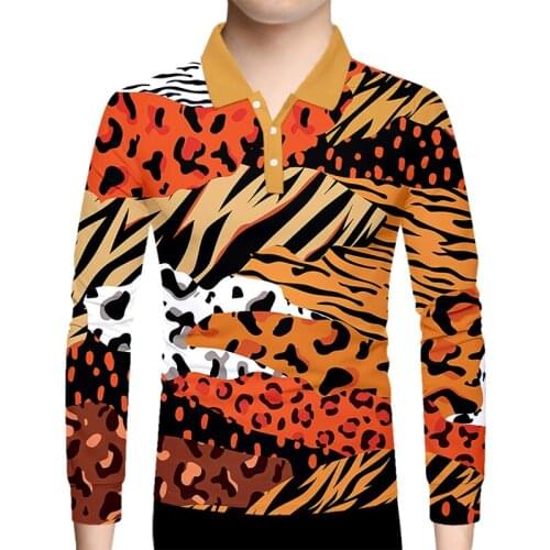 Harajuku Long Sleeve Polo Shirt Zebra Stripe Leopard Tiger Animal 3d Print New OGKB Fall Casual Streetwear Hip Hop Plus Size Top