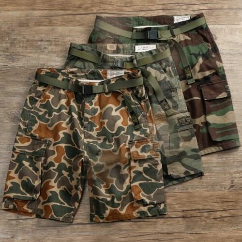 Summer Camouflage Shorts Men Military Multi-Color Trendy Classical Vintage Sport Jogger Casual Cotton Loose Five-Point Trousers