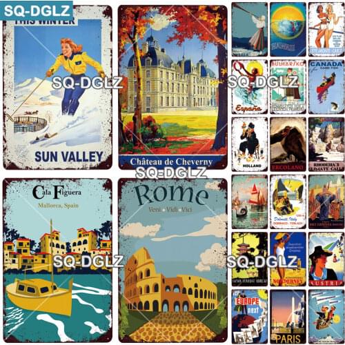 [SQ-DGLZ] Rome City Metal Sign Vintage Plaque Wall Decor For Pub Bar Country Plate Tin Sign Travel Europe Poster