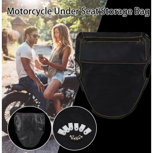 Motorcycle Scooter Seat Bag PU Leather Scooter Under Seat Storage Pouch Bag Dual Pockets Organizer For Wallets Documents Cards