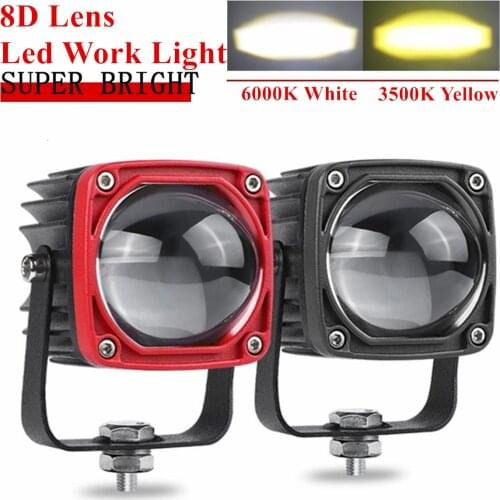 2Inch 8D Lens 30W Led Work Light 6000K White 3500K Yellow Driving Light Fog Light Spotlight Car Truck ATV SUV OffRoad Motorcycle