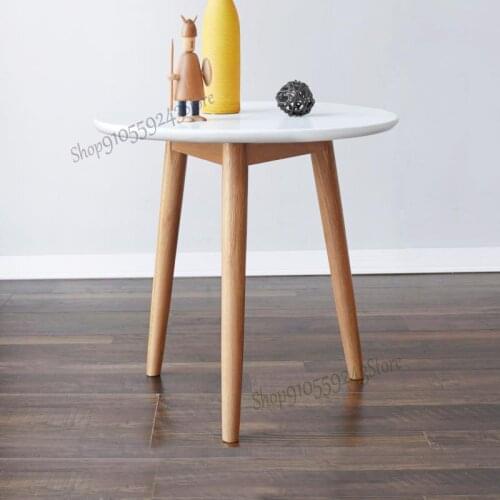 All Solid Wood Corner Table Modern Minimalist Sofa Side Table Nordic Mini Coffee Table Living Room Simple Small Round Table