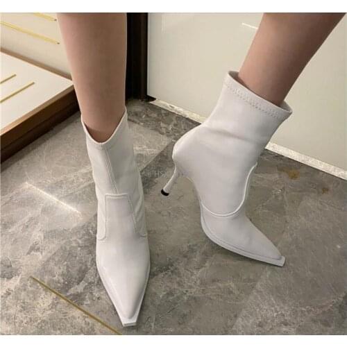 High Heels Womens Short Boots Stiletto Heel Wild Pointed Toe Small Heel Nude Boots Ladies Single Boots Thin Boots Women Boots
