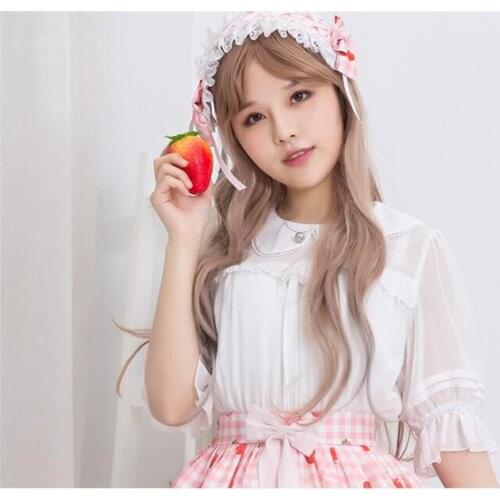 Sweet Petal Collar Womens Chiffon Top Half Sheer Sleeve Lolita Blouse B343