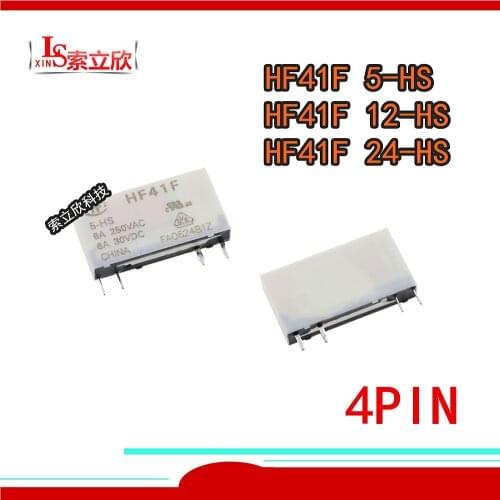 10PCS/lot 100%Original New Relay HF41F 5-HS HF41F 12-HS HF41F 24-HS HF41F-12-HS HF41F 12 HS 5VDC 12VDC 24VDC 4PIN