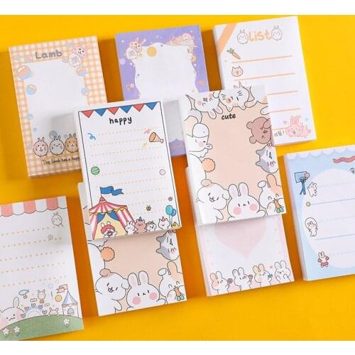 100 Sheets Kawaii Cartoon Animal Sticky Notes Memo Pad Office Decorative N-Times Sticky Scrapbook School Stationery Supplies