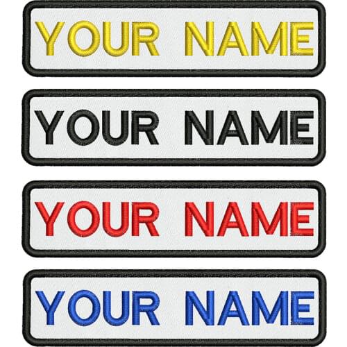 White backgroun 10x2.5cm Embroidery Custom Name Text Patch Stripes badge Iron On Or Velcro Backing Patches For Clothes Backpack