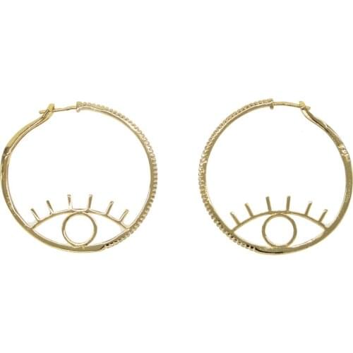 2021 Geometric Circle Evil Eye Earring For Girl Gold Color Micro Pave CZ Band Elegance Lucky Turkish Evil Eye Round Big Earrings