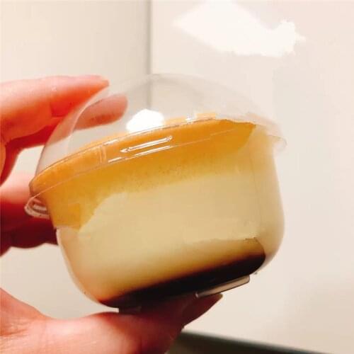 25pcs High quality baking package disposable pudding cup transparent resistant to roast dessert plastic cup with lid 165ml