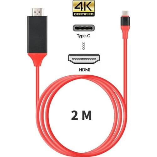 4K USB C 3.1 to HDMI-compatible Adapter Cables 2m Type C to HDMI Cable for MacBook Samsung Galaxy S9/S8/Note 9 Huawei 2 Colors