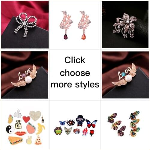 2020 New Fashion Jewelry Simple Bow Pin Antique Gold Color Imitation Pearl Plant Wing Brooch For Women