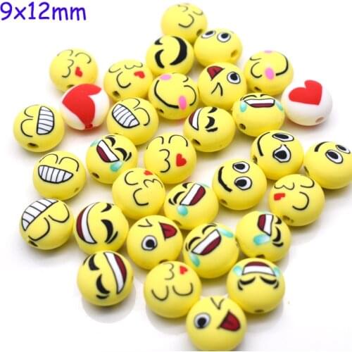 New 10pcs/Lot 9*12mm Clay Spacer Beads oval Shape Smile-Face Polymer Clay Beads For Jewelry Making DIY Charms Bracelet Necklace