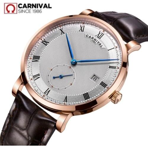 Carnival men watch switzerland luxury brand automatic mechanical watches men genuine leather clocks relogio uhr kol saati reloj