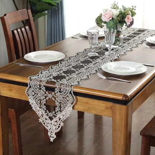 Black Lace Table Runner Embroidery Modern Home Decoration Elegant Table Decoration Cover Coffee Table Decor Table Cloth