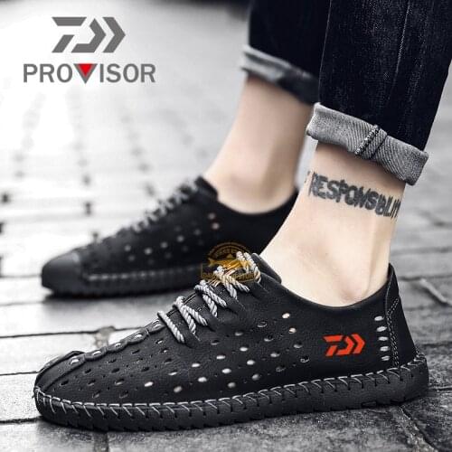 DAIWA Fishing Non-slip Leather Wear-resistant Shoes 2020 Summer Outdoor Mountaineering Hollowed-out Breathable Leather Shoes