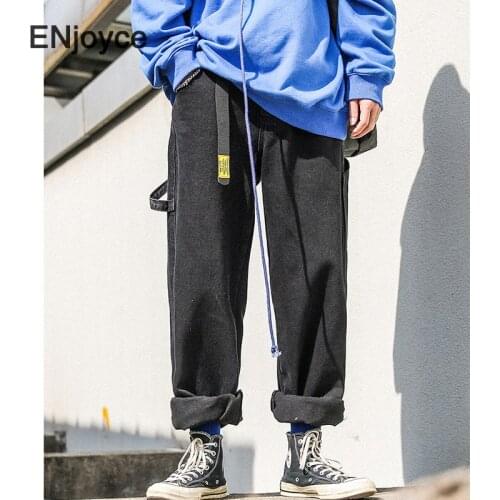 New Casual Japanese Harajuku Streetwear Large Size Jeans Men Fashion Hip-hop jeans Loose Pants Trousers Sweatpants Spring 2021