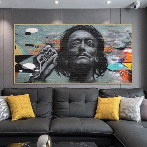 Salvador Dali Face Graffiti Art wall Pictures Abstract Street Art Canvas Posters and Prints Salvador Canvas Painting On the Wall