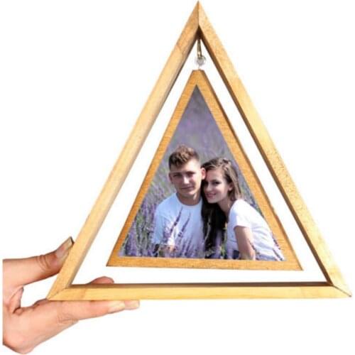 HLO 2021 Personalized Desktop Triangle Wooden Frame Swing 23x23 cm Photo Printed Decorative Gift Idea For Lovers Trendy Modern