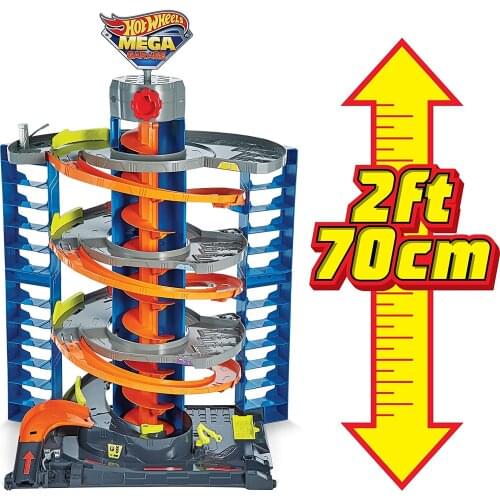 Hot Wheels Mega Garage Play Set, Including 1 Hot Wheels 1:64 Scale Vehicle, Spiral Elevator and 60+ Car Storage, Combines with O