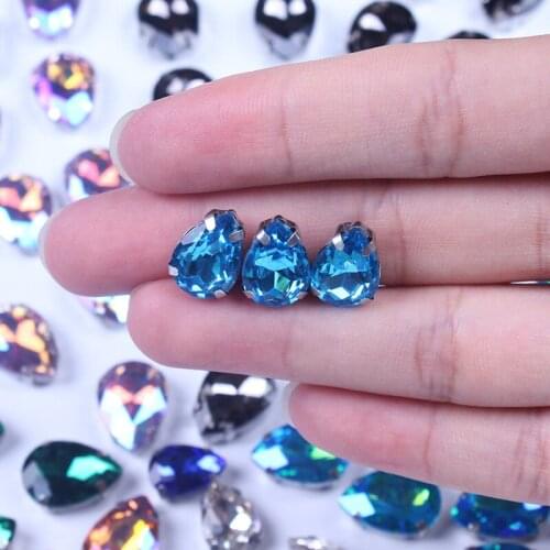 Crystals Rhinestones Sewn Decor Stones And Crystals Claw Diamond Drop Shape Rhinestones Applique For Clothing Dress Rhinestone F