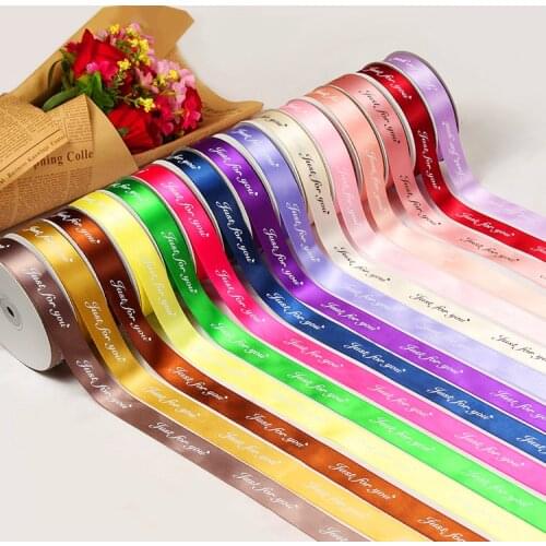 25mm 5Yards polyester Ribbon cake shop baking printed ribbons floral happy birthday packaging gift diy tie handmade material