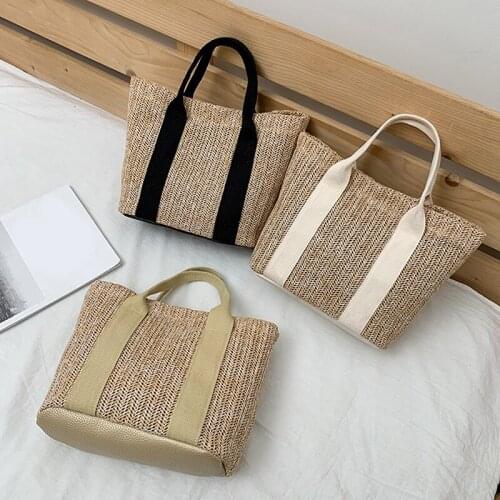 Summer Trend Straw Bags New Popular Hit Color Handbags for Women 2021 Designer Luxury Snap Color Matching Tote Bag Women Handbag