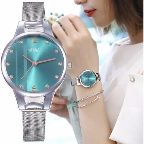Hot Sale Women Silver Mesh Stripe Dial Watches Luxury Ladies Bracelet Quartz Wrist Watches Relogio Feminino