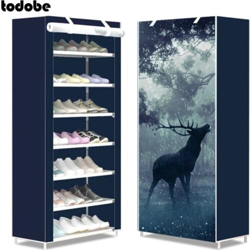 Multilayer Simple Shoe Rack Thicken Steel Tube Nonwoven Fabric Detachable Shoes Storage Shelf Space-saving Hallway Shoe Cabinet