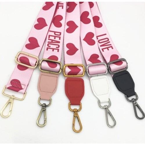 JYSHINE Fashion Lady Bag Straps Adjustable Cross Body Bag Belt Pink Heart Women Bag Chain Nylon Bag Handles Bag Accessories