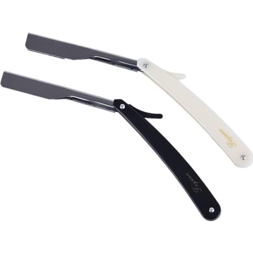 Men Shaving Barber Tools Hair Razor and Blades Antique Black Folding Shaving Knife Stainless Steel Straight razor Holder