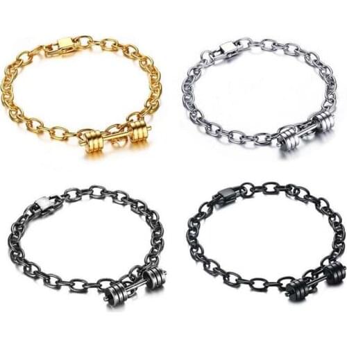 Beichong New Arrival Fitness Dumbbell Stainless Steel Chain Four Color Mens Energy Barbell Bracelet Bangle