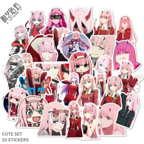 50PCS Anime DARLING In The FRANXX Stickers for Motorcycle Luggage Laptop Refrigerator Skateboard Bicycle Toys Sticker