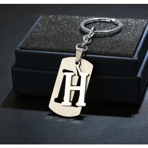 New A-Z 26 Letters Stainless Steel Trendy Key Chains Men Women keychains Couple gifts Jewelry Car Charm KeyRing Holder Accessory