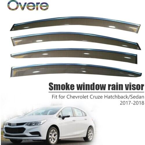 Overe 4Pcs/1Set Smoke Window Rain Visor For Chevrolet Cruze Sedan/Hatchback 2017 2018 Awnings Shelters Guard Accessories