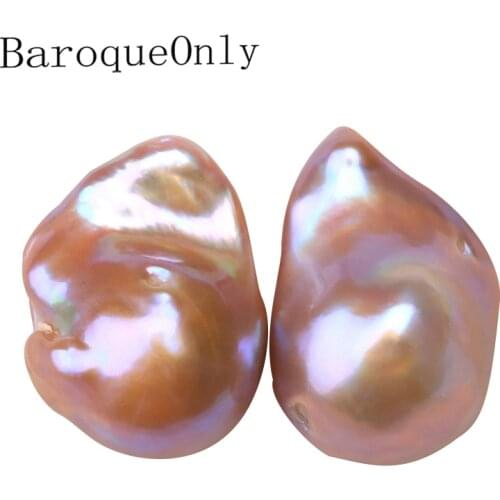 Baroqueonly Natural freshwater abnormity color baroque pearl nude beads paired earrings big pearl for diy jewelry making BZAL