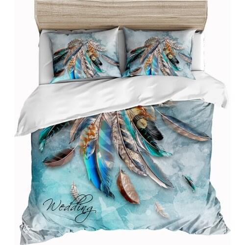 Use Feathers In Autumn And Winter Pictures Bedding Duvet Cover Pillowcase Single Double Queen Quilt Cover Bedding Set