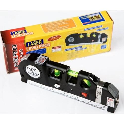 Practical Laser Level Horizon Vertical Measure Tape,wire,infrared Cross Line Laser Level Tape Measure, 2.5 m aluminum seat