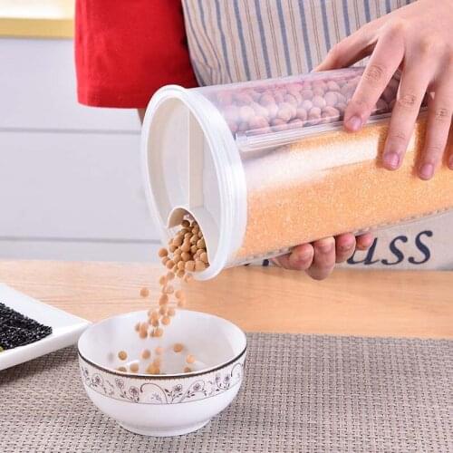 Grid Transparent Sealed Cans Kitchen Organizers Boxes Grain Storage Can Multifunctional Dry Food Fresh-Keeping Tanks