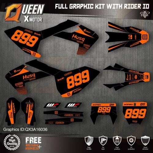 QUEEN X MOTOR Custom Team Graphics Decals Stickers Kit For Husqvarna Decal 2016-18 TC FC TX FX FS 17-19 TE FE 125-450CC 036