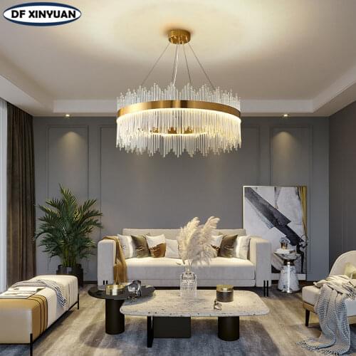 Nordic luxury crystal lamp living room LED chandelier bedroom ceiling lamp hotel lobby lighting villa indoor chandelier