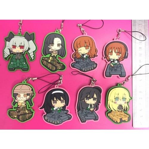 Random 8PCS/LOT GIRLS und PANZER Keychian Nishizumi Miho saori takebe yukari akiyama Reizei Mako Nishizumi mobile phone strap
