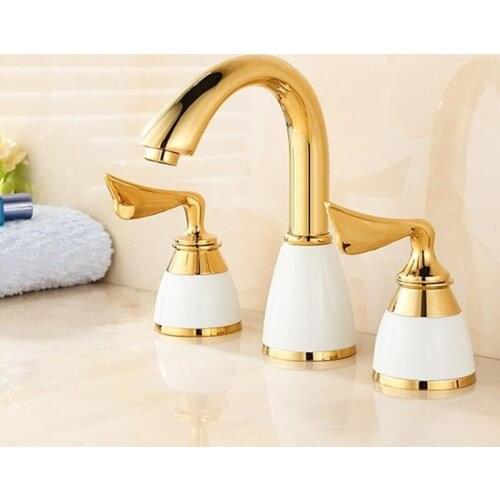 LASO bathtub faucet hot and cold rotating washing basin water faucet copper Dual Handle gold rose faucet bathroom hand wash taps